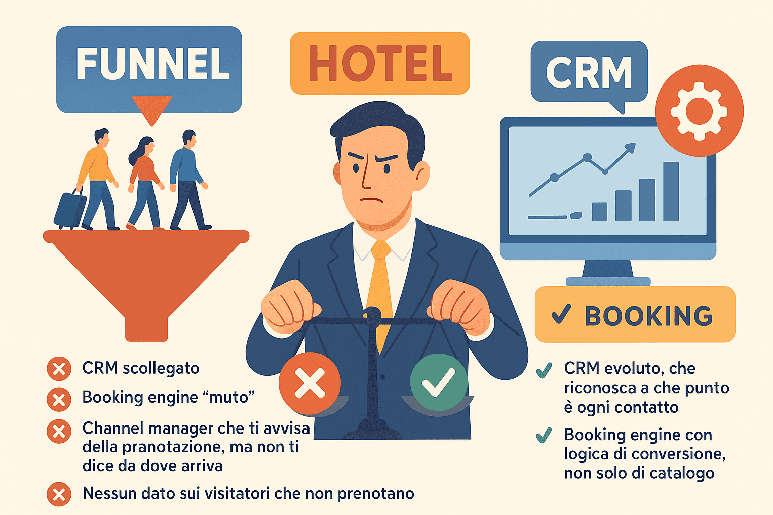 Costruire un funnel in hotel è difficile.